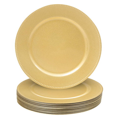 MAONAME 13-inch gold charger with beaded rim elevates wedding table decor