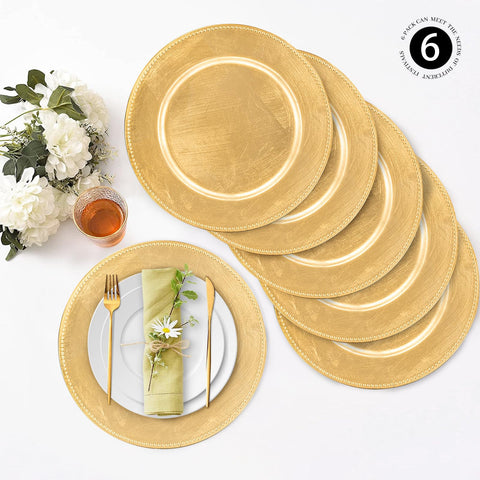 MAONAME 13-inch gold charger plates frame a dinner setting elegantly