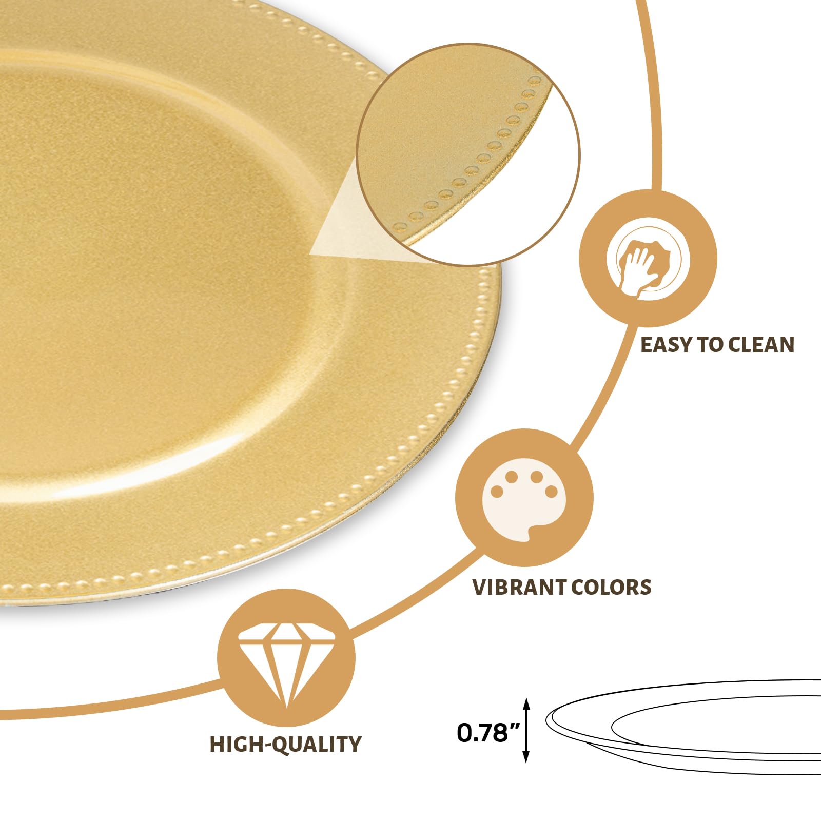 MAONAME beaded edge charger protects bowls and frames the plate.