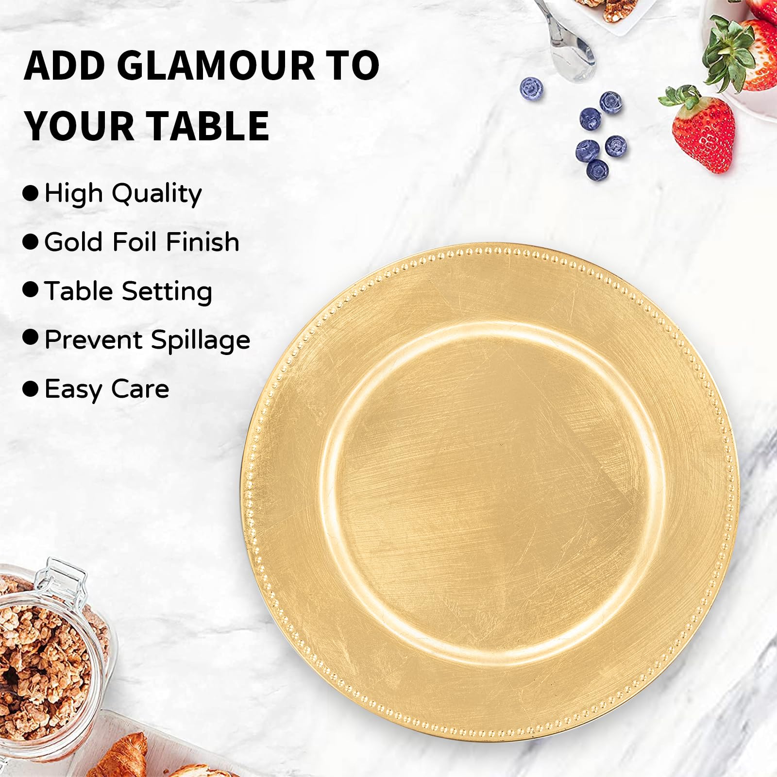 MAONAME elegant gold charger for events, ideal for weddings and celebrations