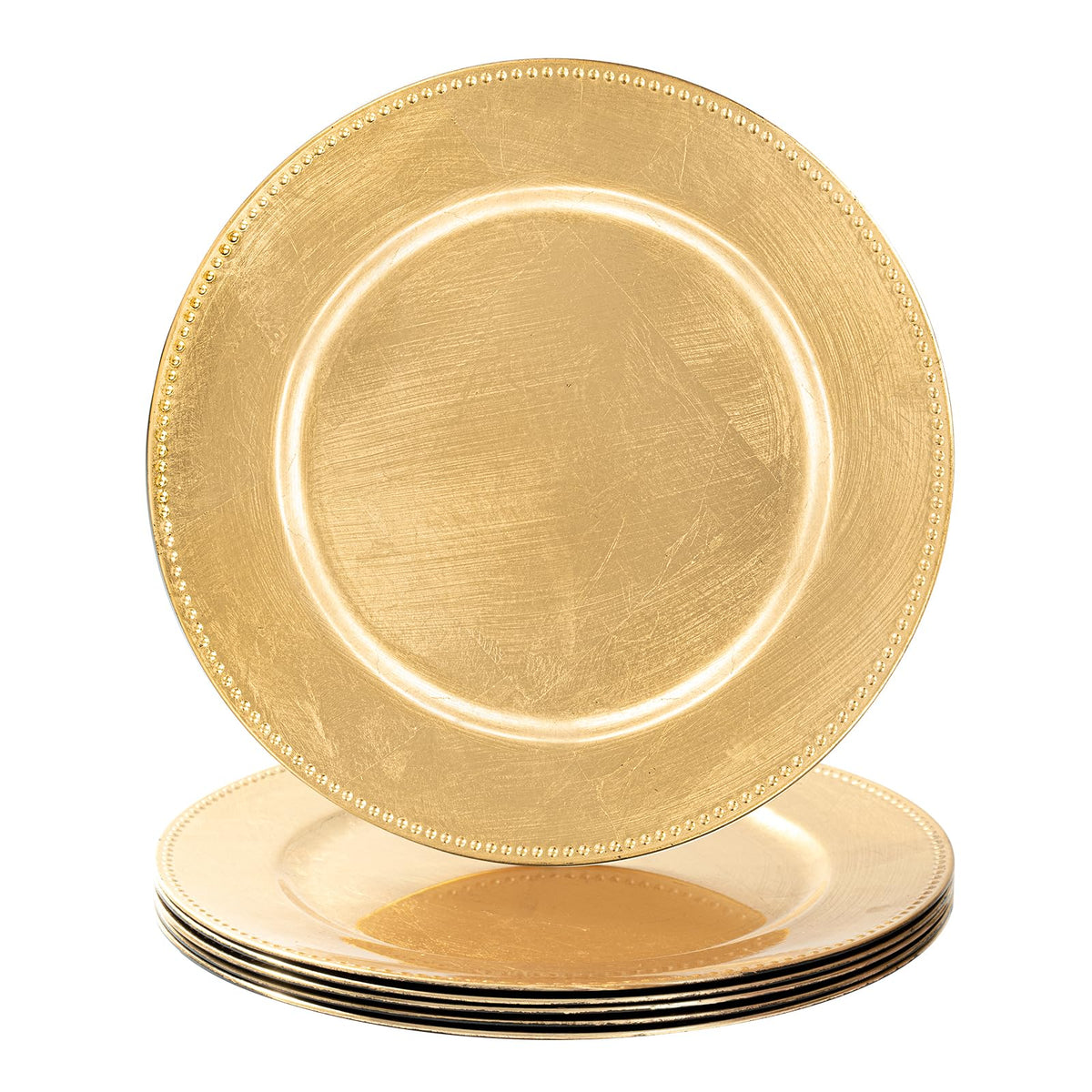 MAONAME foil gold charger plates with beaded edges enhance table decor