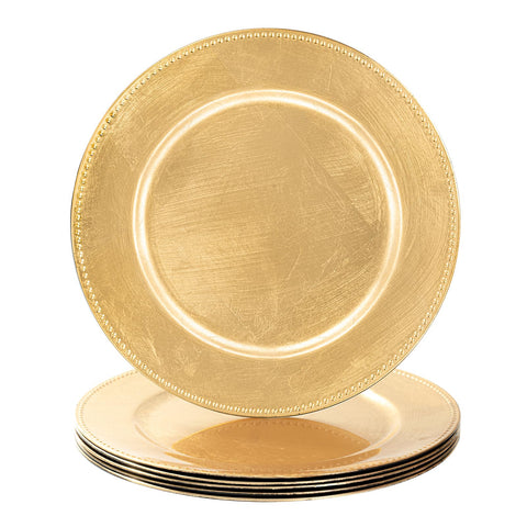 MAONAME foil gold charger plates with beaded edges enhance table decor