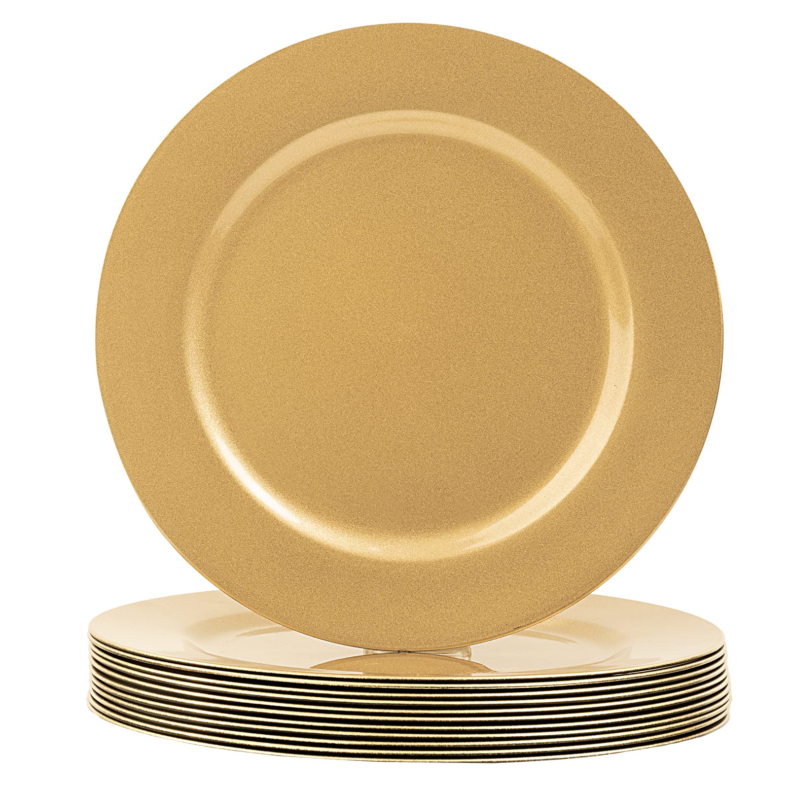 MAONAME Gold Charger Plates 12-pack 13inch on display, elevating table elegance.