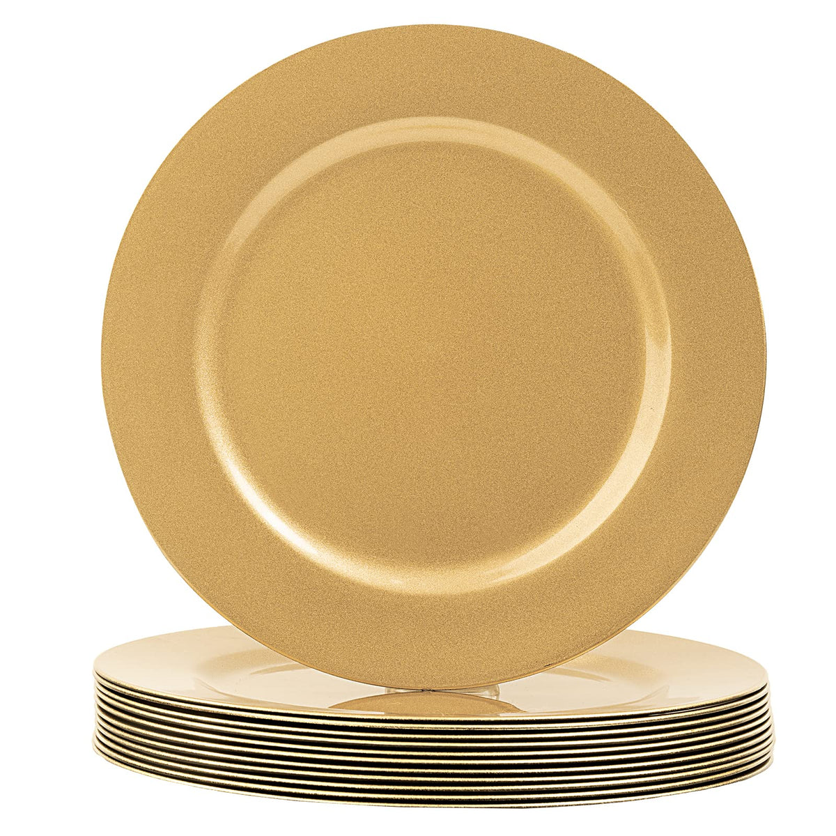 MAONAME Gold Charger Plates 12-pack 13inch on display, elevating table elegance.