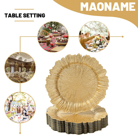 MAONAME gold chargers are easy to wipe clean after events