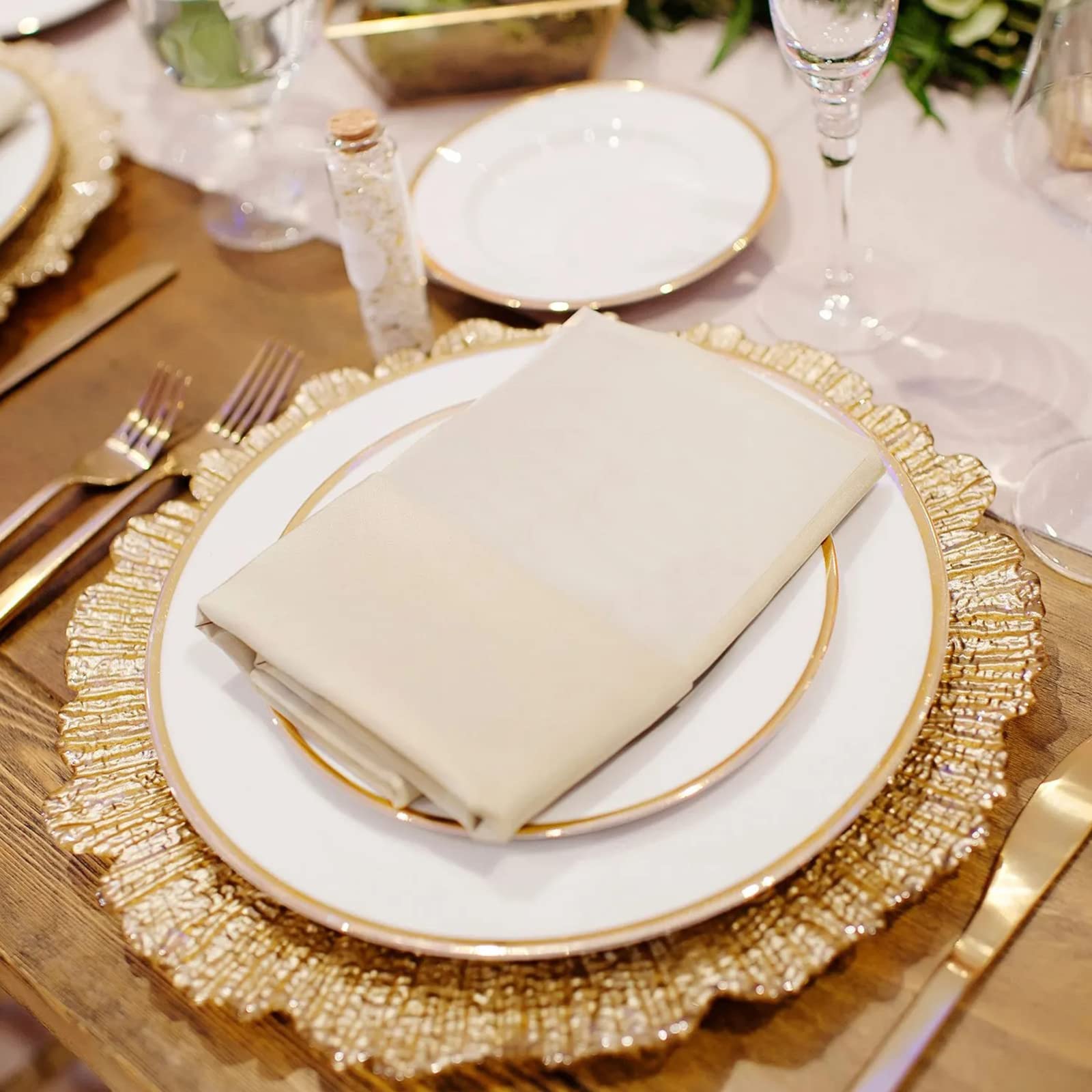 MAONAME round gold charger adds glam to party table settings