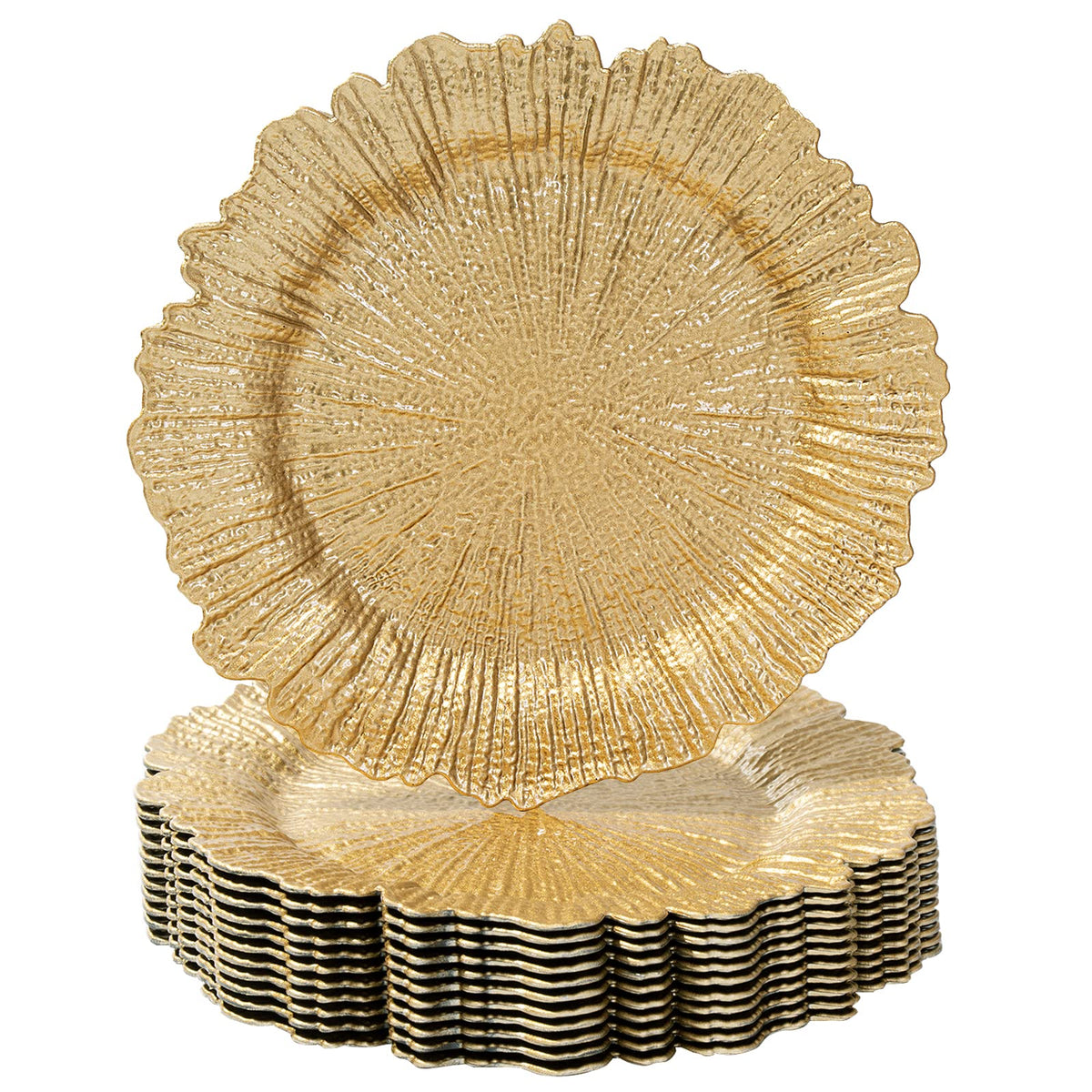 MAONAME reef-texture gold charger plate enhances holiday tables