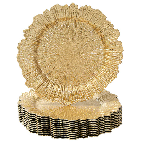 MAONAME reef-texture gold charger plate enhances holiday tables