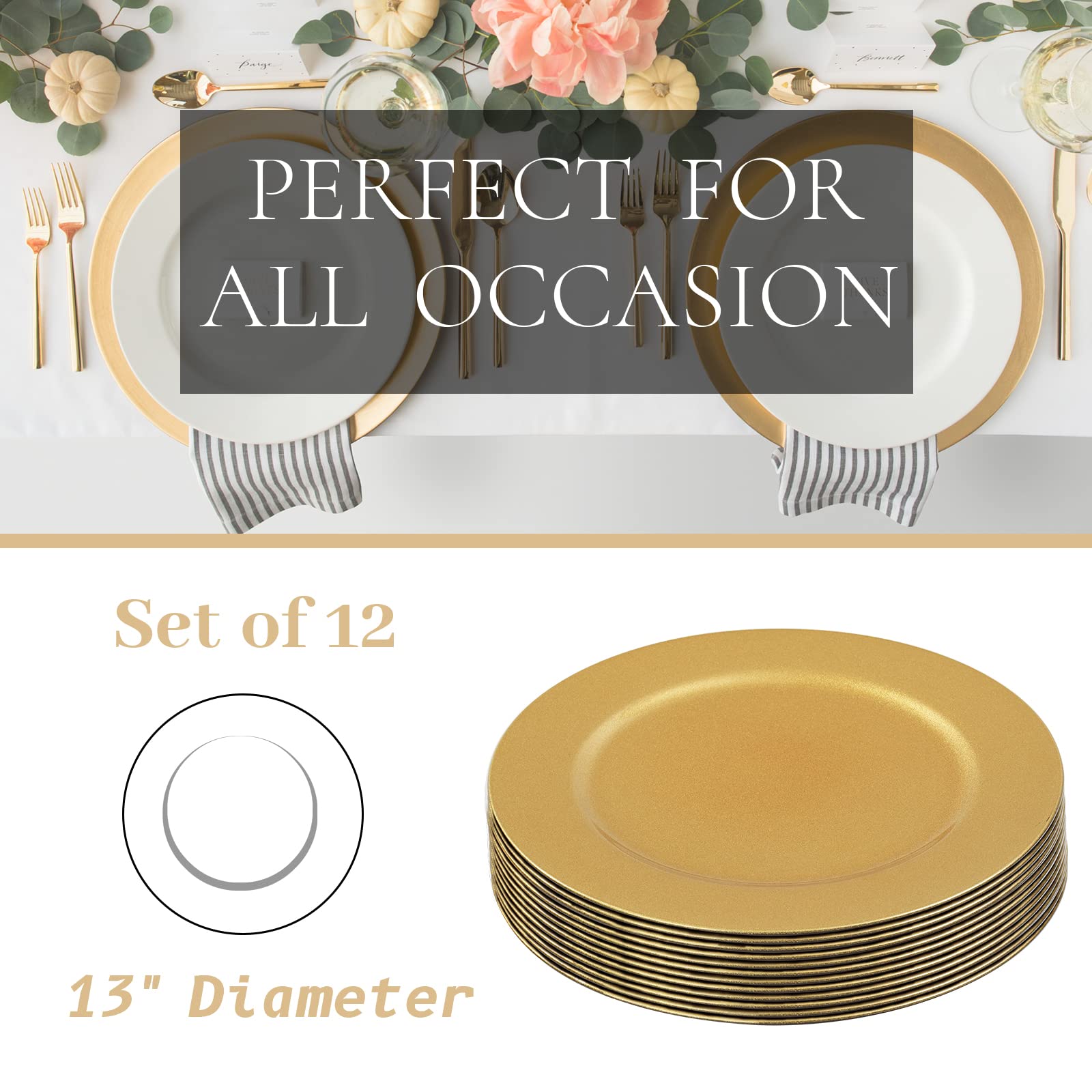 MAONAME Gold Charger Plates wedding décor idea for glamorous tables.