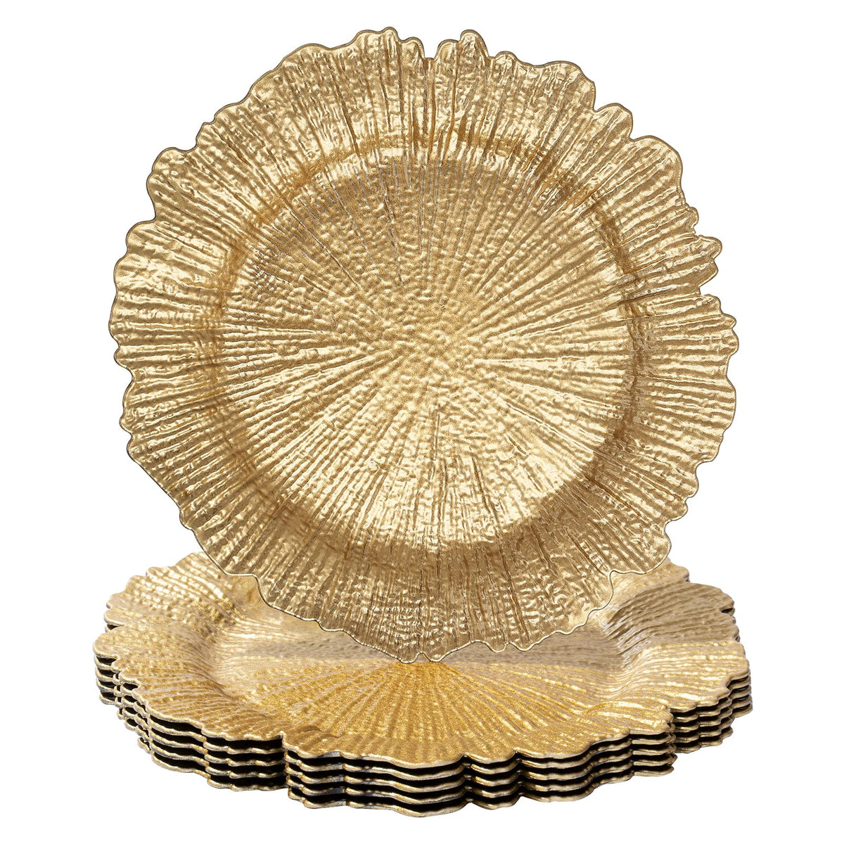MAONAME gold round charger with edge detail for elegant table setting
