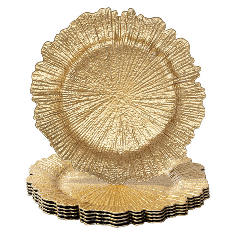MAONAME gold round charger with edge detail for elegant table setting