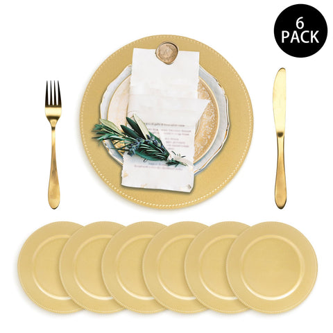 MAONAME handwash-only gold charger plate not suitable for microwave or dishwasher.