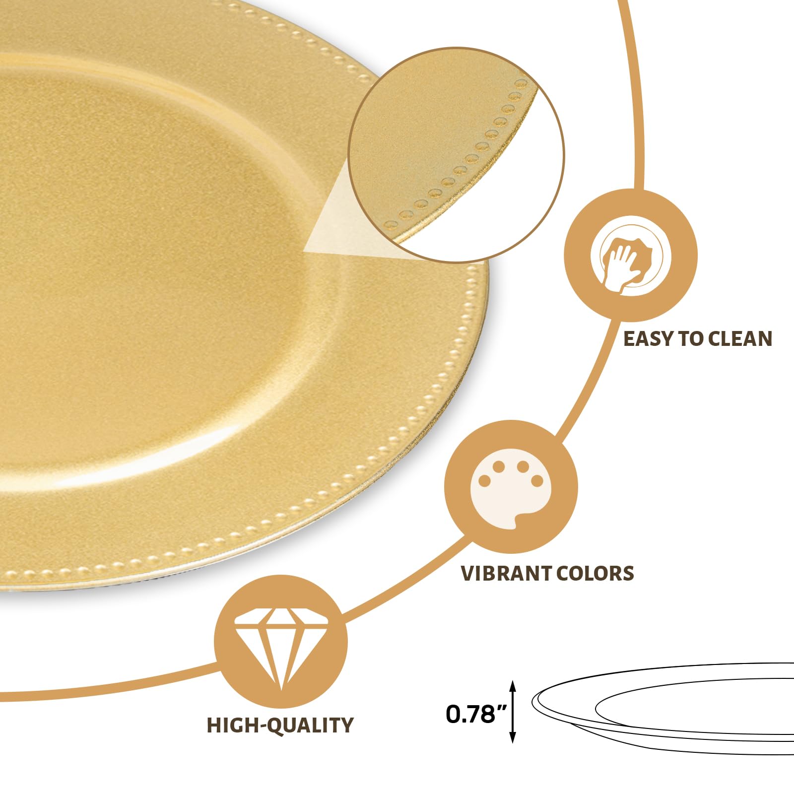 MAONAME plastic charger plates are light and easy to handle for events