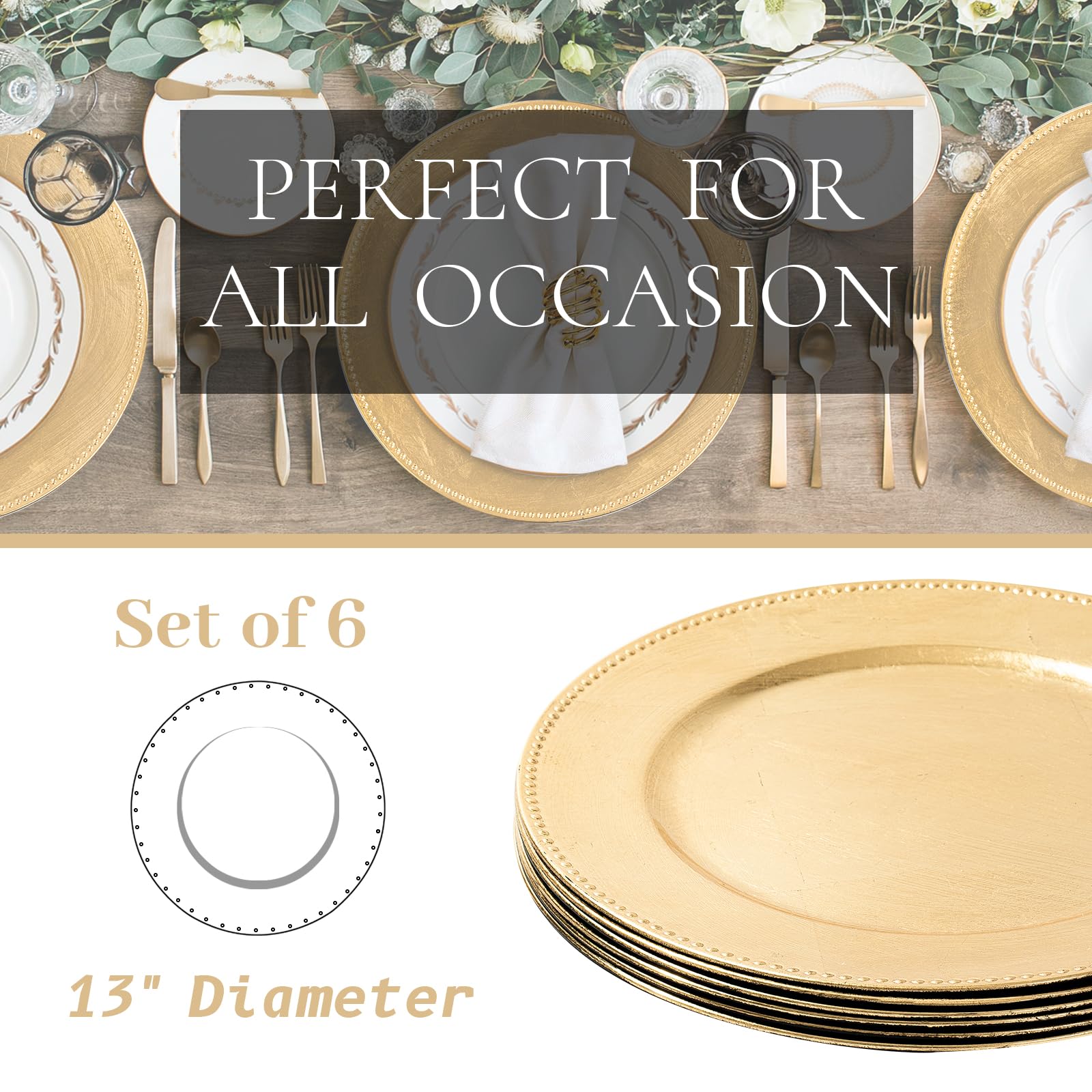 MAONAME charger plates prevent spills while adding glamour to the table