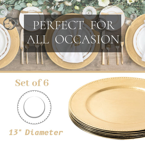 MAONAME charger plates prevent spills while adding glamour to the table
