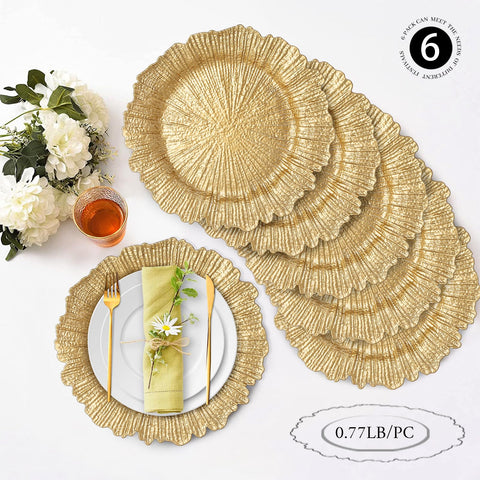 MAONAME reef motif charger closeup ideal base for formal place settings