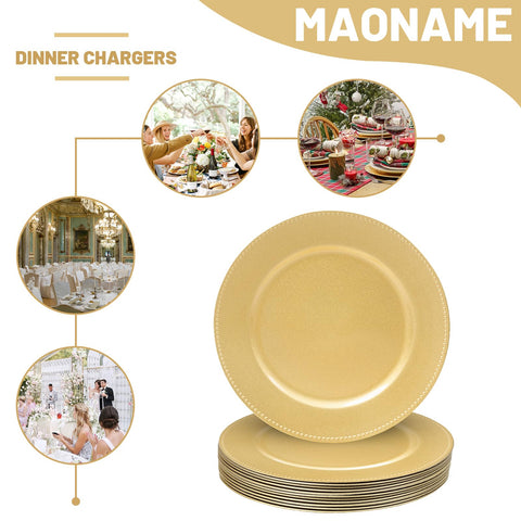 MAONAME round gold charger plates for elegant wedding reception