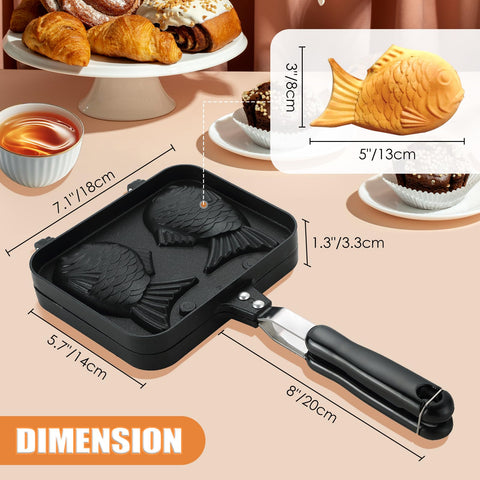MAOPINER Taiyaki fish pan top view reveals full fish pattern
