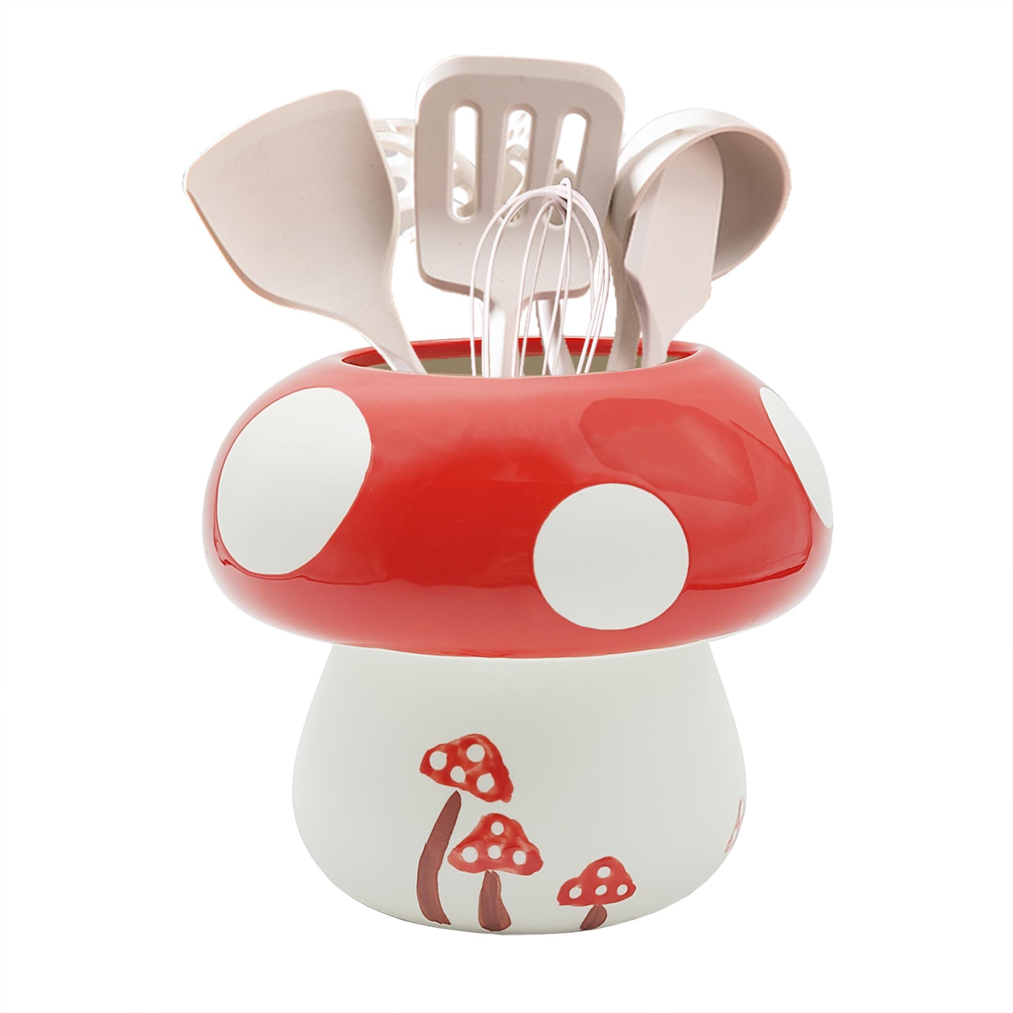 MaoYaMao mushroom utensil holder front view keeps utensils neatly on the counter