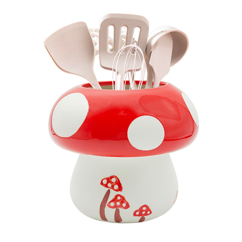 MaoYaMao mushroom utensil holder front view keeps utensils neatly on the counter