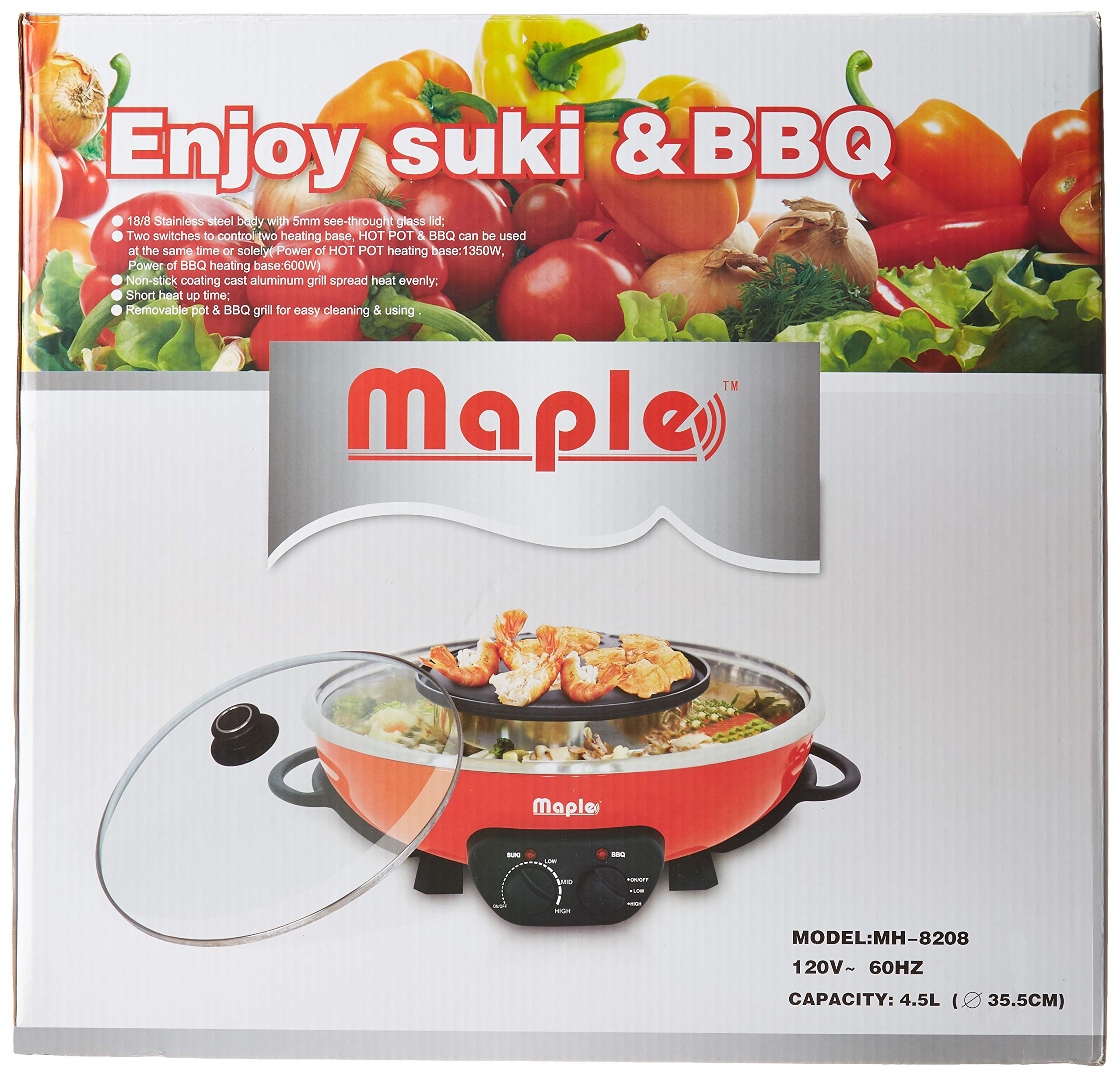 Maple Enjoy Suki nonstick cooking surface for easy cleaning and healthy meals.