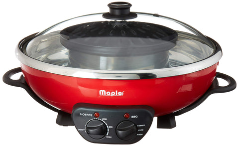 Maple Enjoy Suki table-top cooking setup for shabu shabu and grilling.