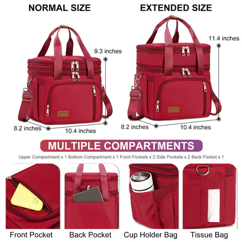 MAPLELILY lunch bag front pocket stores utensils and accessories