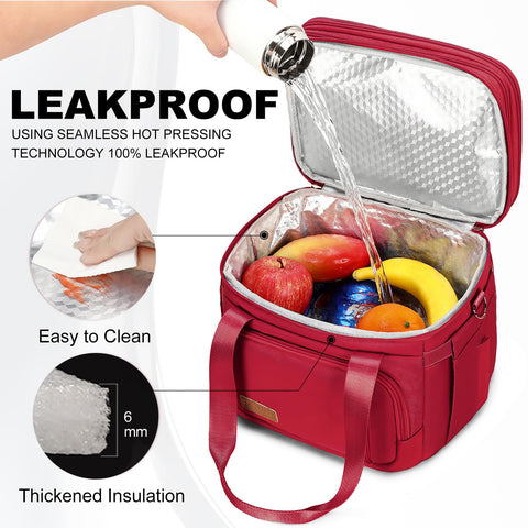 MAPLELILY insulated lunch bag with detachable shoulder strap for hands-free carrying