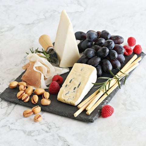 MAPRIAL slate charcuterie plates display cheese and fruit beautifully.