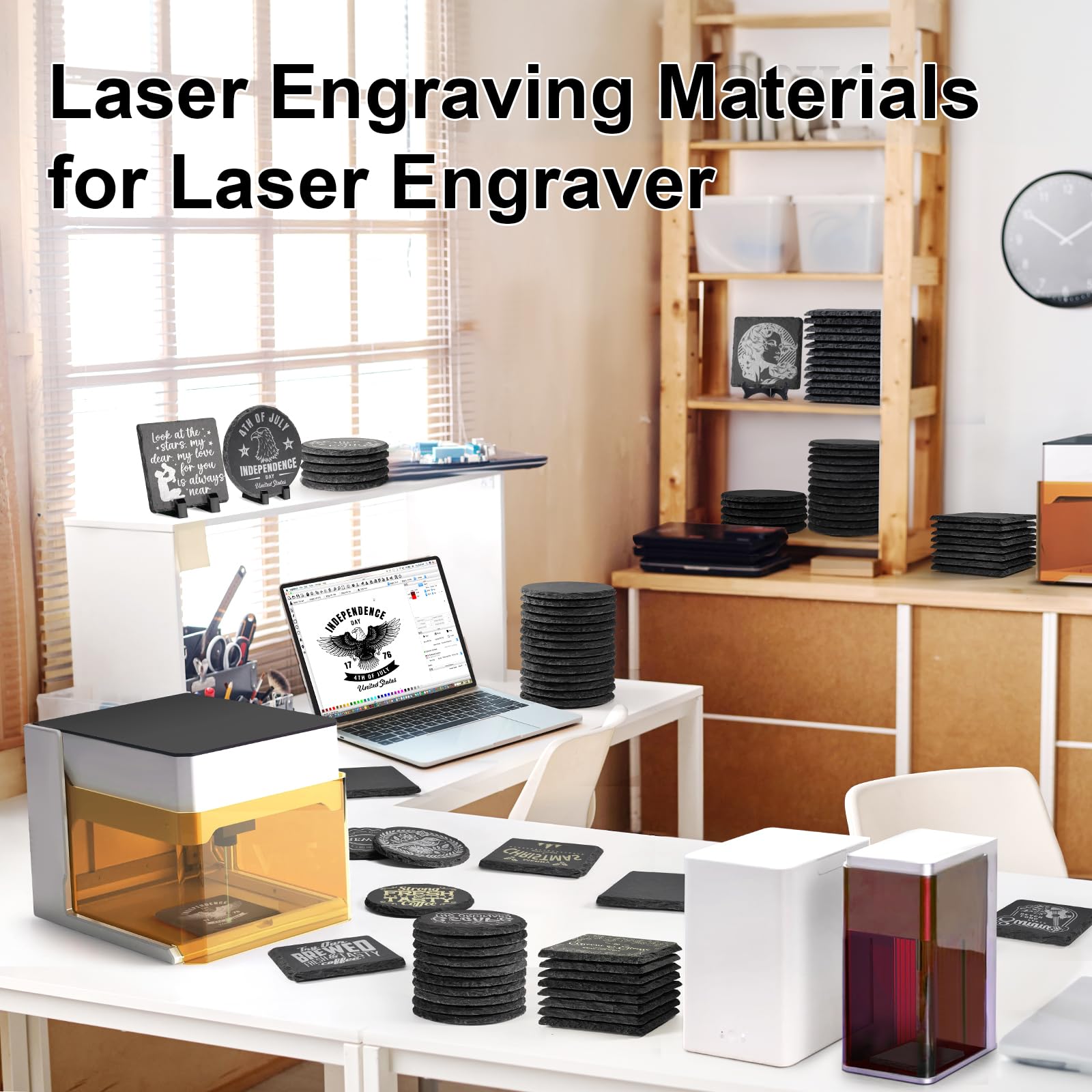 MAPRIAL slate coaster gift idea combines natural look with practical use.