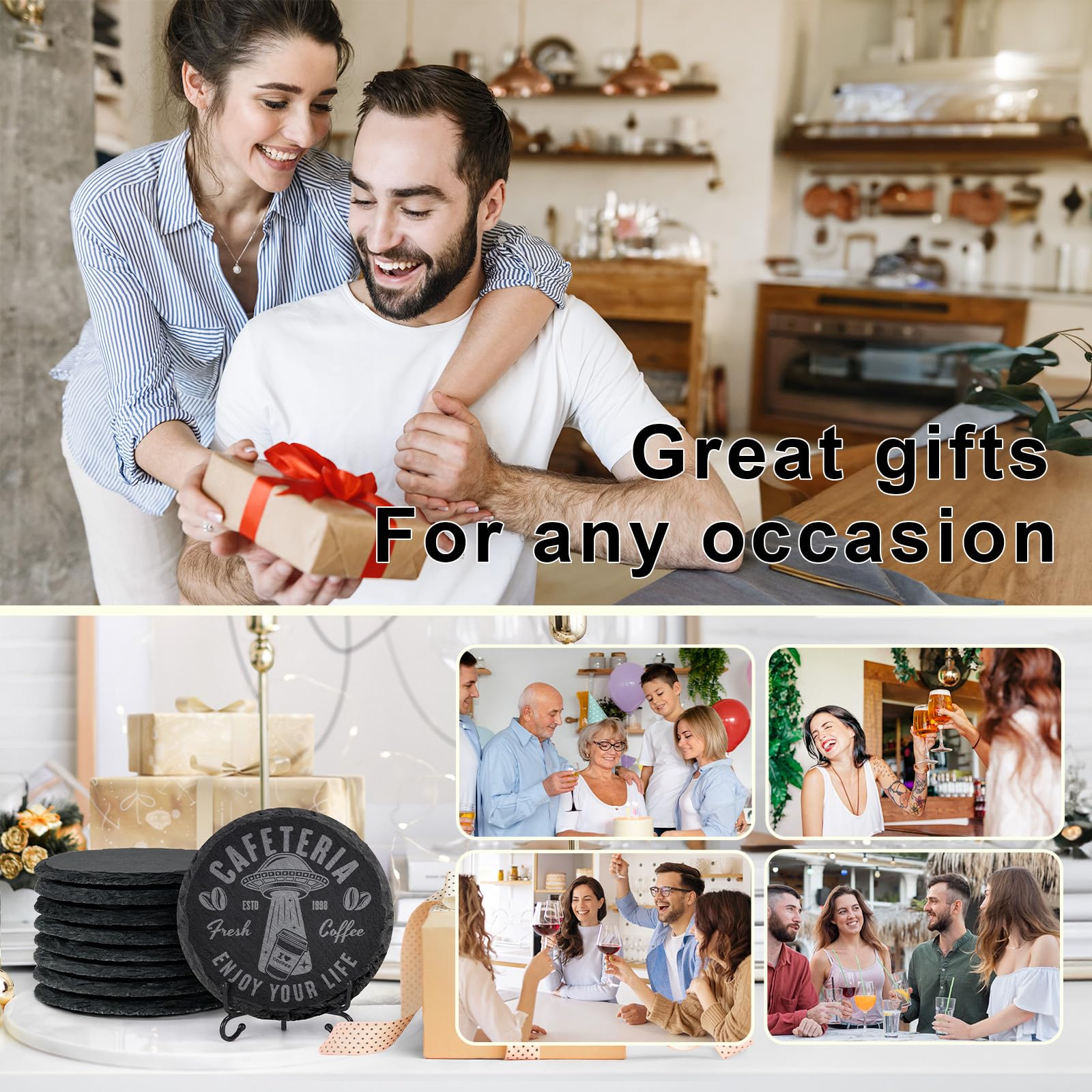 MAPRIAL slate coaster soft mats protect tables and stabilize setup