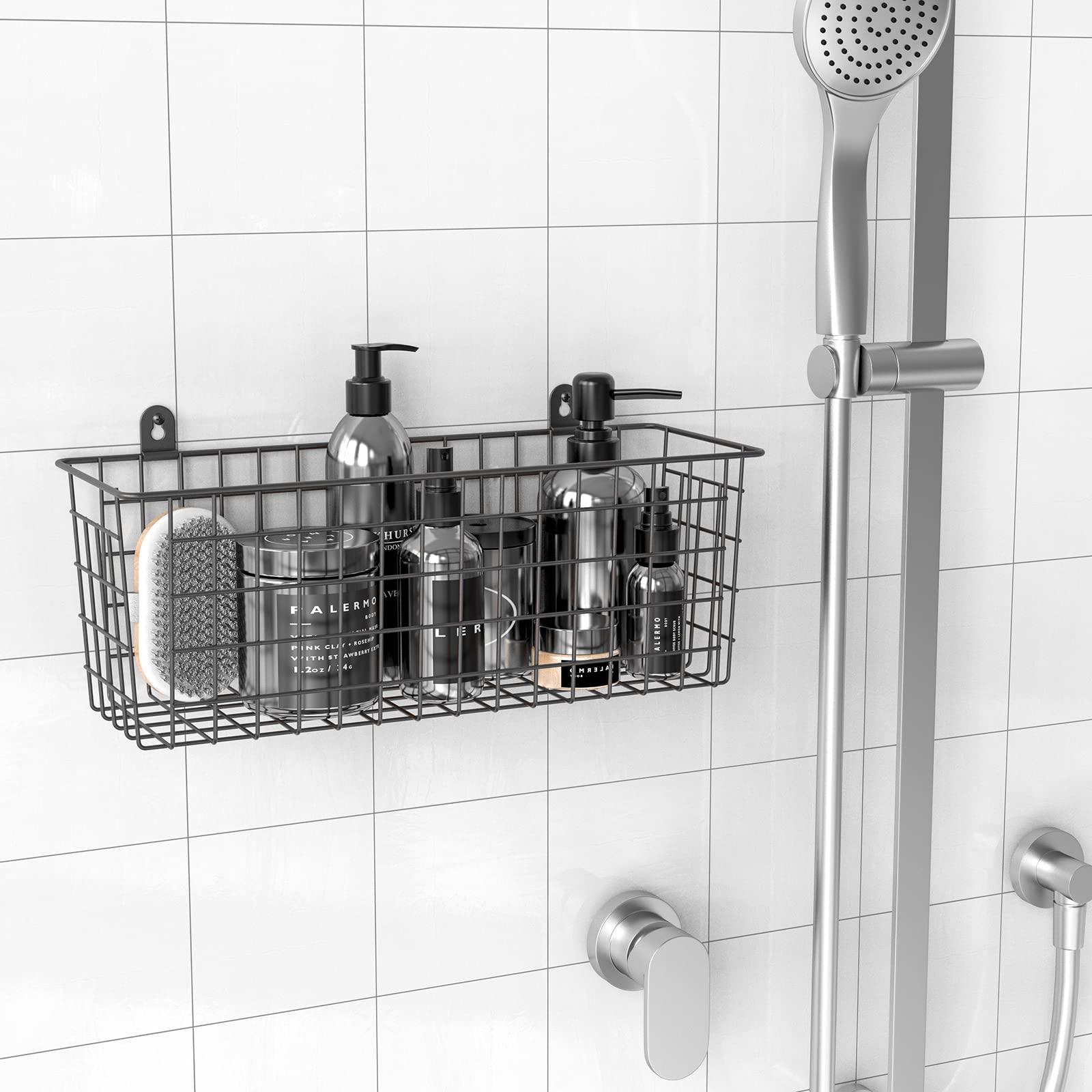 MaraFansie brown powder-coated metal baskets show off and store daily essentials.