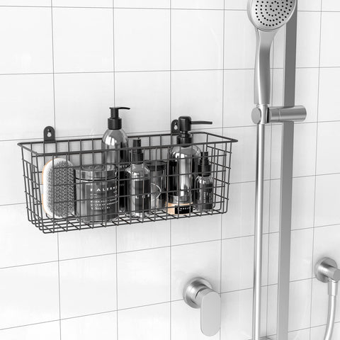 MaraFansie brown powder-coated metal baskets show off and store daily essentials.