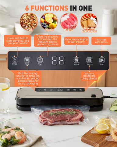 Maraiss vacuum sealer digital timer display for precise sealing.