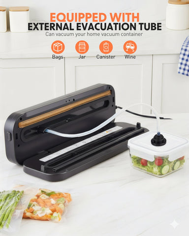 Maraiss vacuum sealer aiding meal prep and pantry organization.