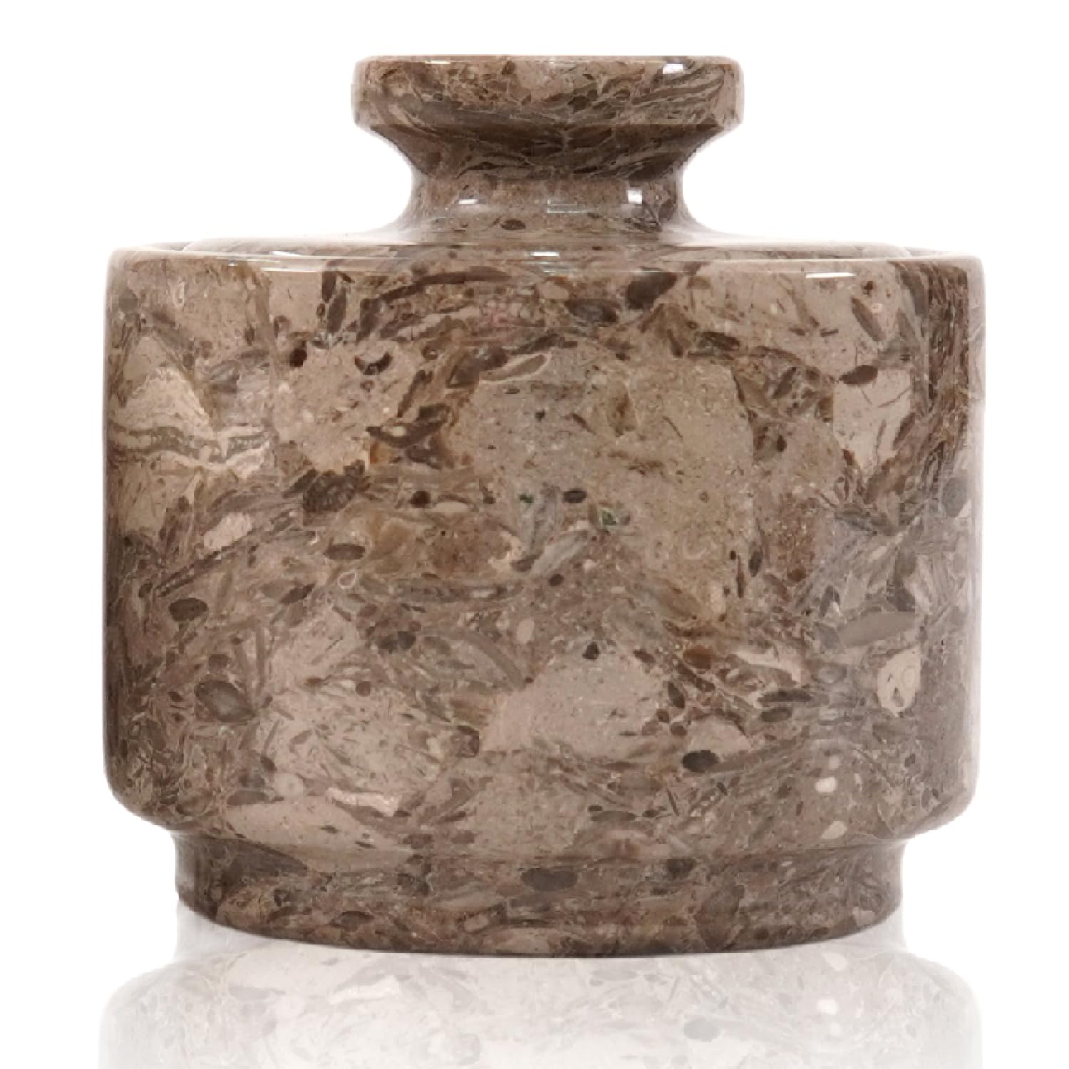 MARBLOUS KRAFTS marble salt cellar with lid, oceanic finish keeps salt fresh on the counter.