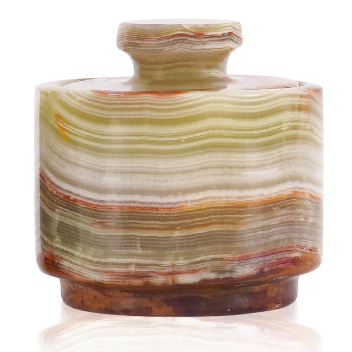 Marblous Krafts Marble Salt Cellar with Lid on countertop for organized seasoning