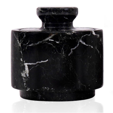MARBLOUS KRAFTS marble salt cellar with lid on display, ideal for organized counters.