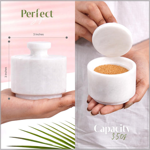 MARBLOUS KRAFTS premium marble salt holder suitable for counters and small items.