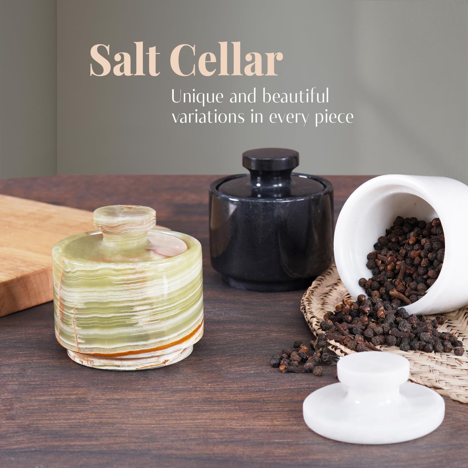 Marblous Krafts Salt Dish with Lid for storing spices or small items neatly