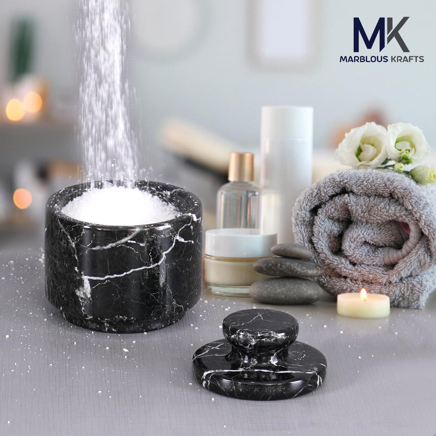 MARBLOUS KRAFTS zebra marble spice jar pairing enhances spice organization.