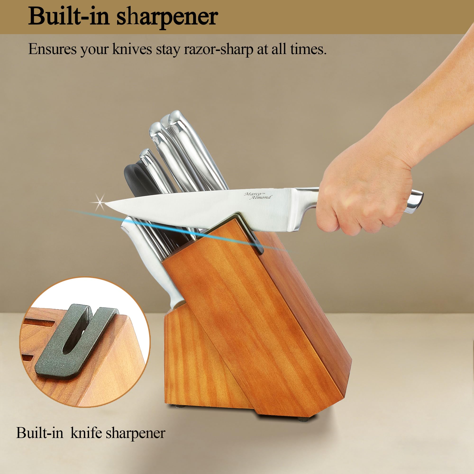 Marco Almond 8-inch slicing knife enables fast, even slicing of meats and vegetables