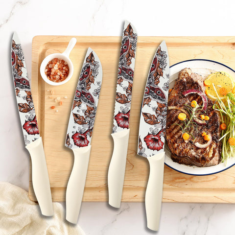 Marco Almond flowers series design adds colorful flair to kitchen prep.