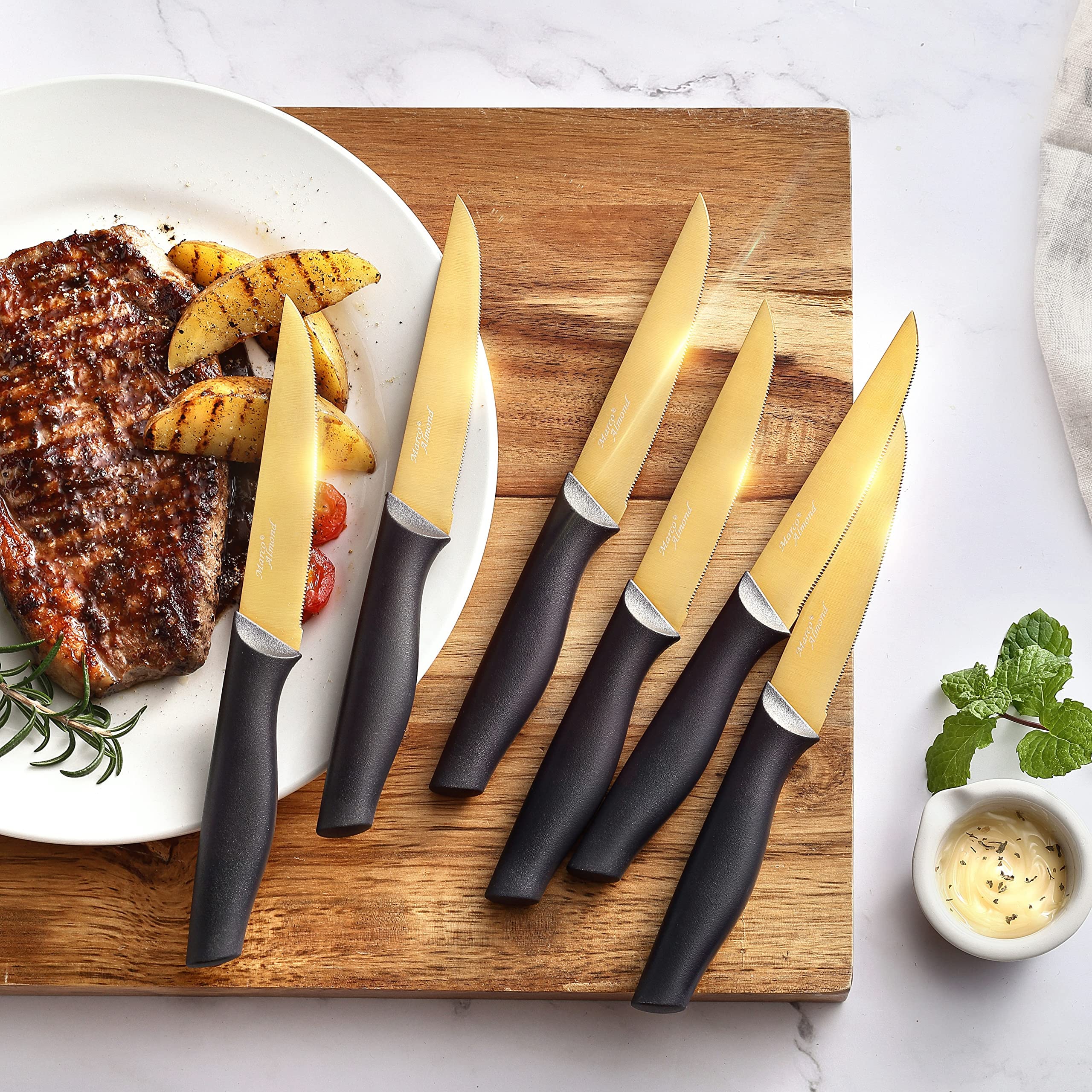 Marco Almond paring knife, 3.5-inch blade for precise prep tasks.
