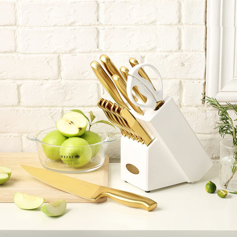 Marco Almond Gold Knife Set kitchen shears for quick tasks