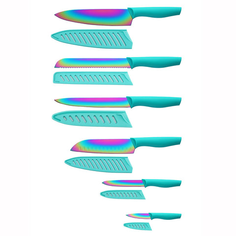 Marco Almond KYA37 12-piece knife set with covers for organized storage.