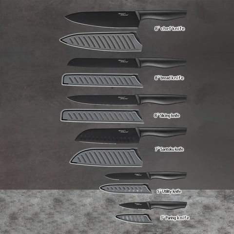 Marco Almond KYA38 slicing knife with sheath for easy transport.