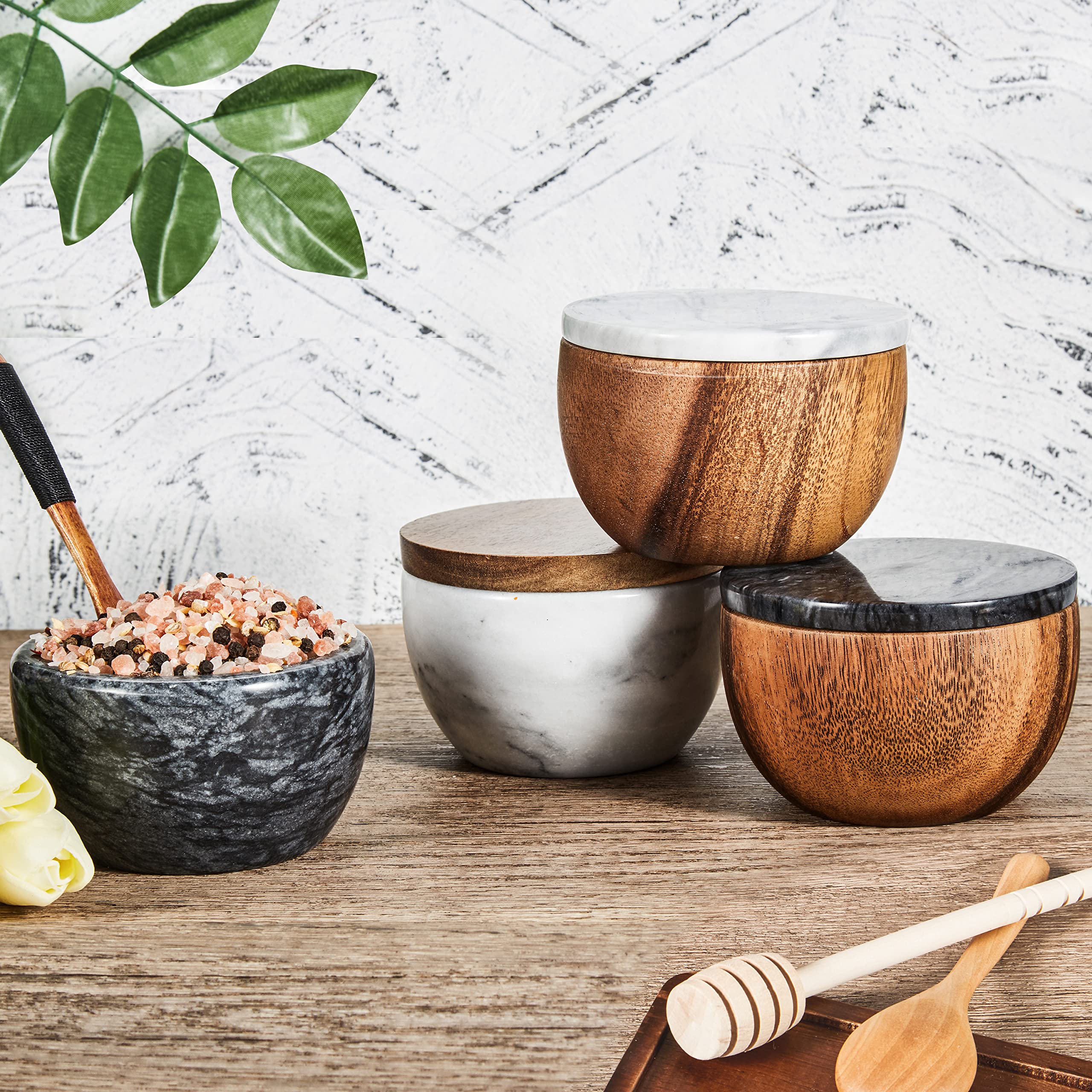 MarcZero salt box stores salt or spices efficiently on the counter