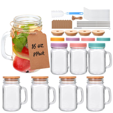 Maredash 16 oz mason jar with handle for easy sipping
