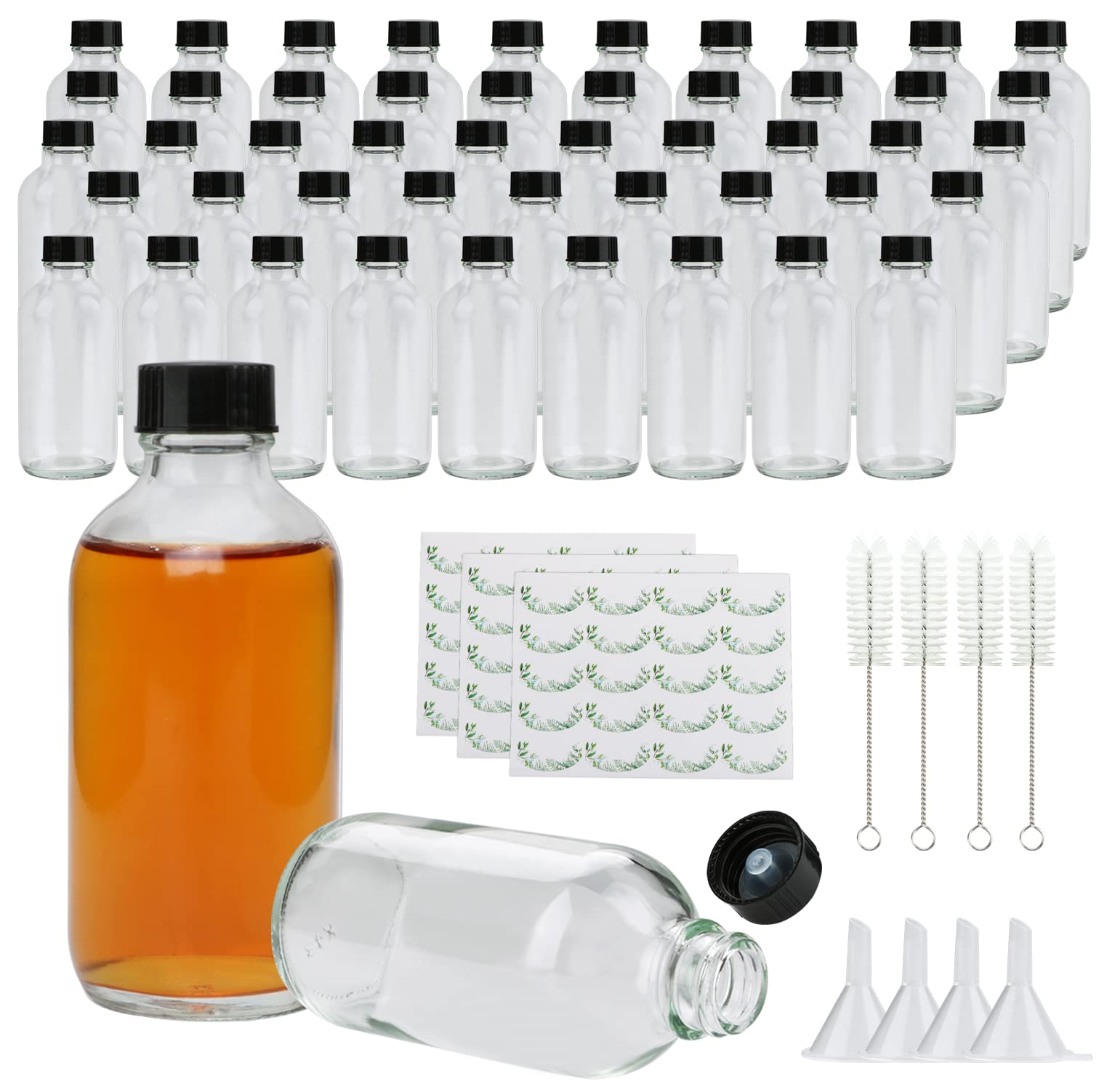 Maredash 4oz glass bottle with clear lid, ideal for on-the-go liquids.